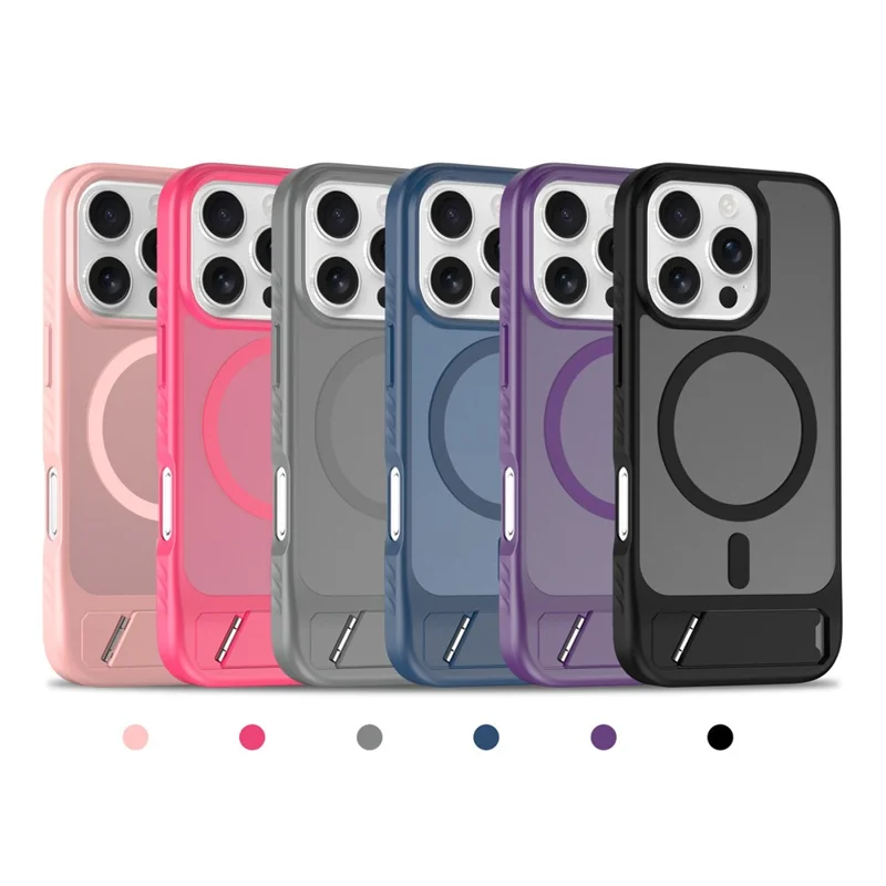 Großeinkauf für iPhone 16 Pro Hülle kompatibel mit MagSafe Skin Feel PC + TPU Ständer Handyhülle - Schwarz