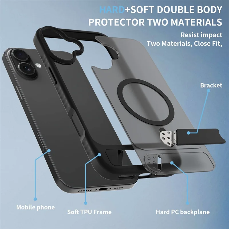 Großeinkauf für iPhone 16 Plus Hülle kompatibel mit MagSafe Skin Feel PC + TPU Ständer Handyhülle - Saphir