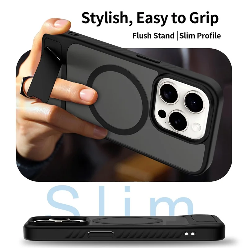 Compra em Massa para Capa do iPhone 15 Pro Max Compatível com MagSafe Pele Sensação PC + Capa de Telefone com Suporte TPU - Safira