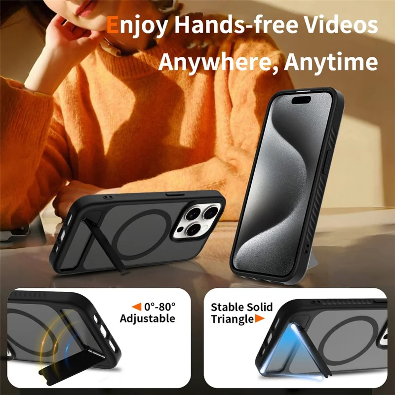 Compra em Massa para Capa do iPhone 15 Pro Max Compatível com MagSafe Pele Sensação PC + Capa de Telefone com Suporte TPU - Safira