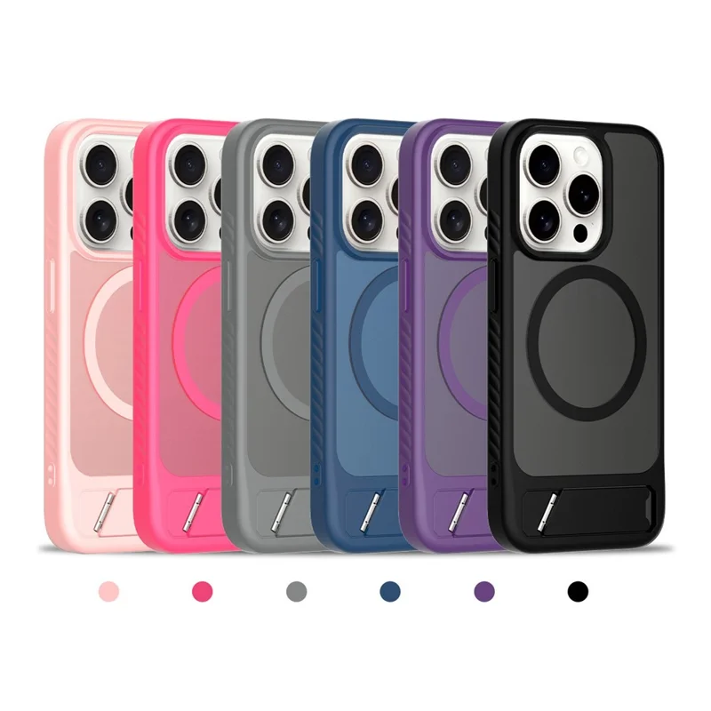 Compra em Massa para Capa do iPhone 15 Pro Max Compatível com MagSafe Pele Sensação PC + Capa de Telefone com Suporte TPU - Safira