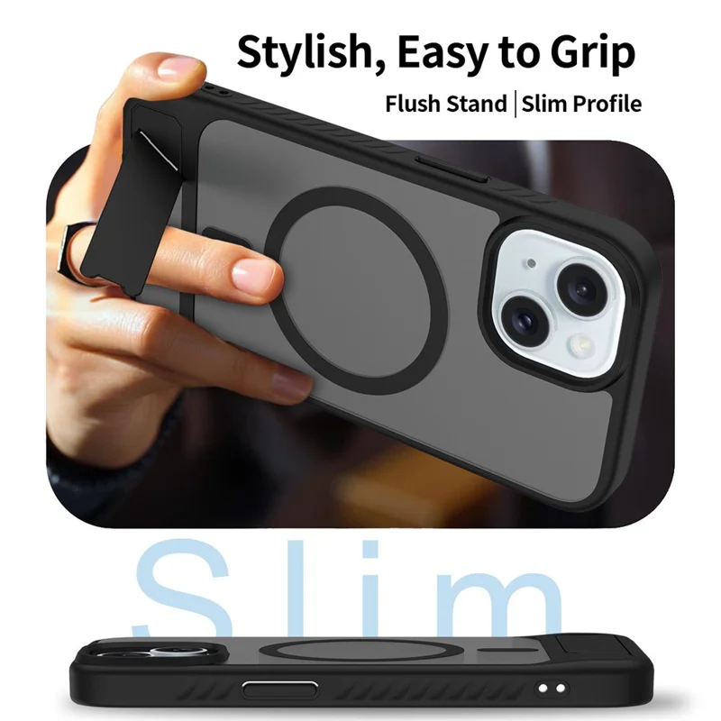 Großeinkauf für iPhone 15 Plus / 14 Plus Hülle kompatibel mit MagSafe Skin Feel PC + TPU Ständer Handyhülle - Saphir