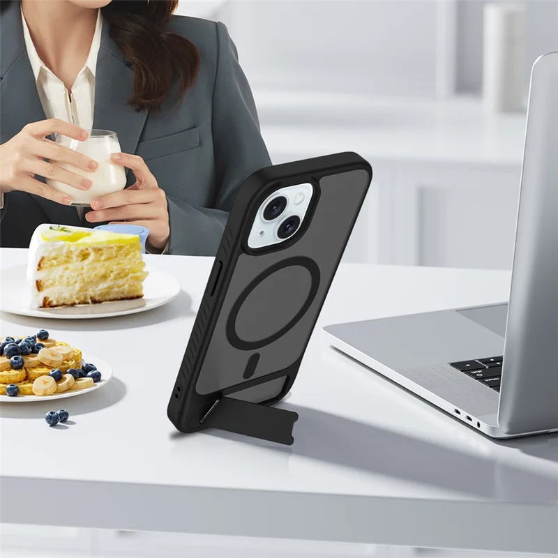 Großeinkauf für iPhone 15 Plus / 14 Plus Hülle kompatibel mit MagSafe Skin Feel PC + TPU Ständer Handyhülle - Saphir