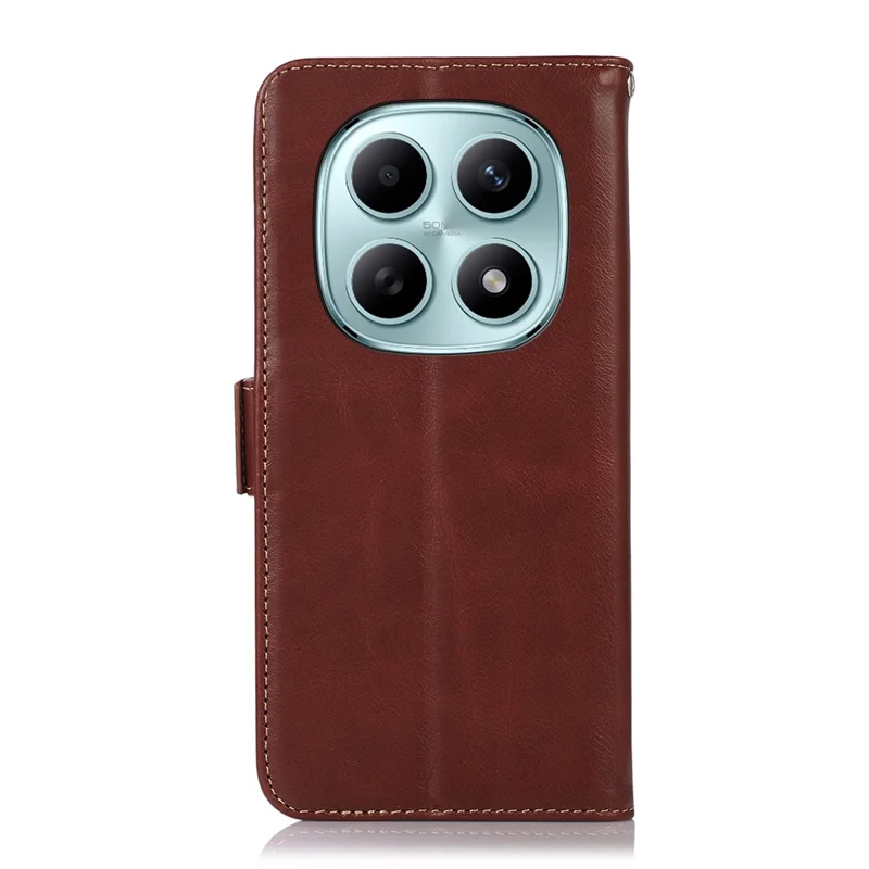 Für Xiaomi Redmi Note 15 5G (China) Hülle RFID-Blockierung Echtes Kuhlederbrieftasche Handyhülle - Braun