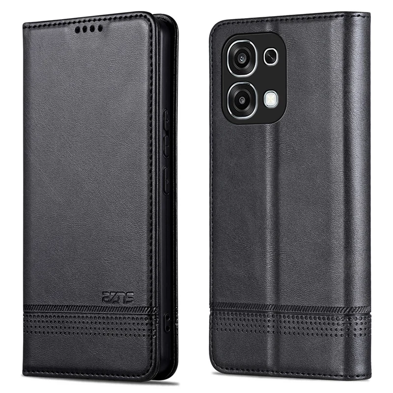 AZNS voor Oppo A6 Pro 5G hoesje Koeienhuidstructuur PU Leren Portemonnee Telefoonhoes - Zwart