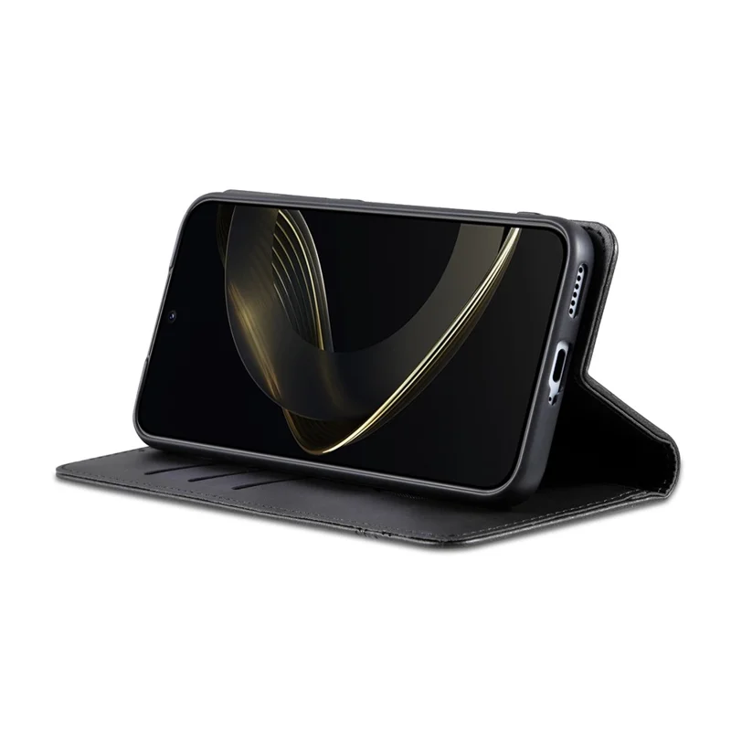 AZNS For Xiaomi 15T Case Cowhide Texture PU Leather Wallet Phone Cover - Black