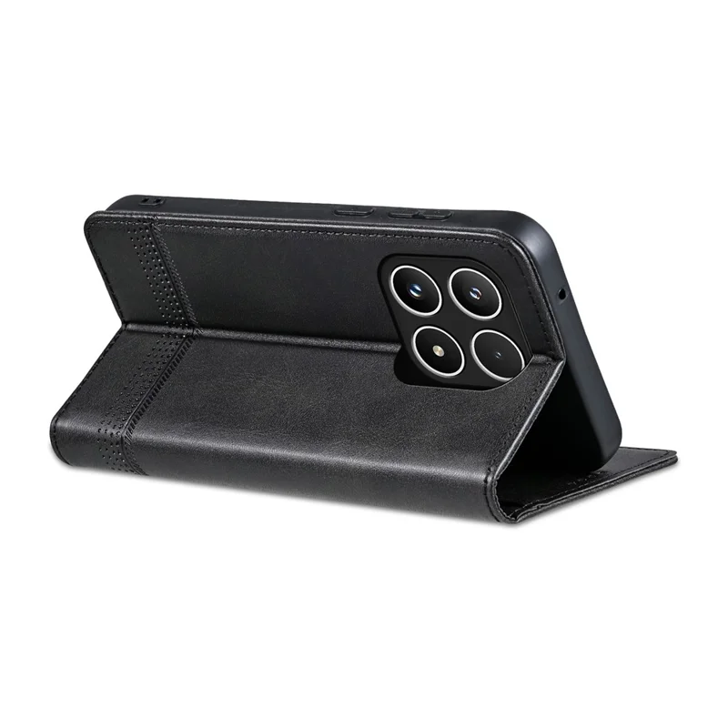 AZNS For Xiaomi 15T Case Cowhide Texture PU Leather Wallet Phone Cover - Black