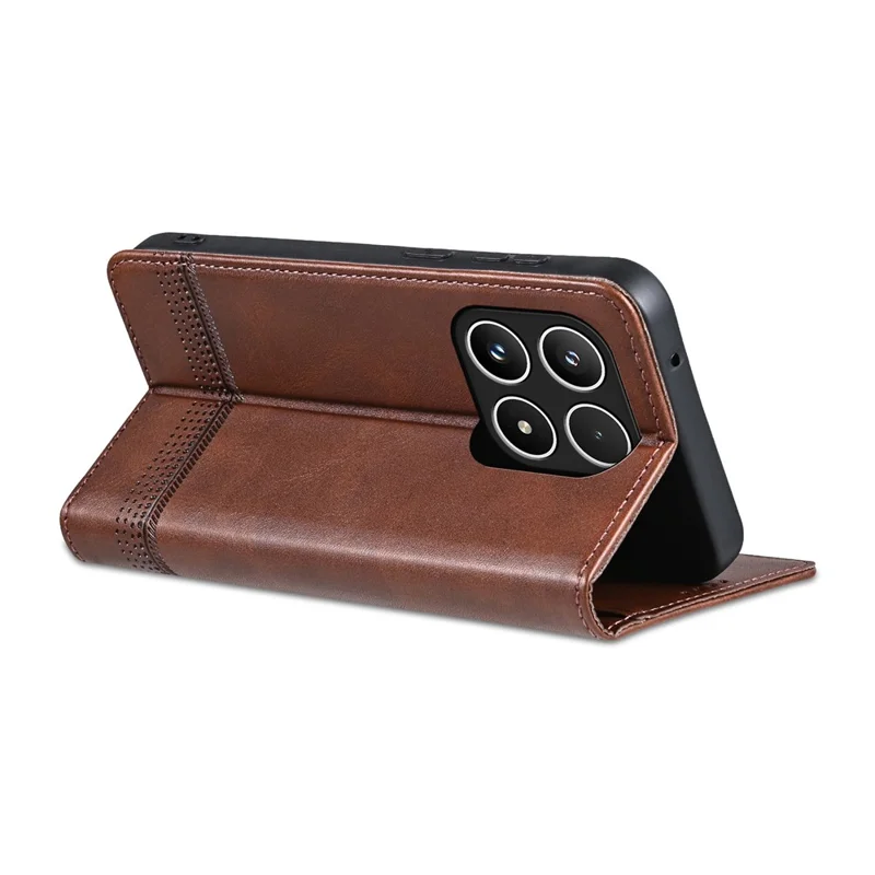 AZNS For Xiaomi 17 Case Cowhide Texture PU Leather Wallet Phone Cover - Coffee