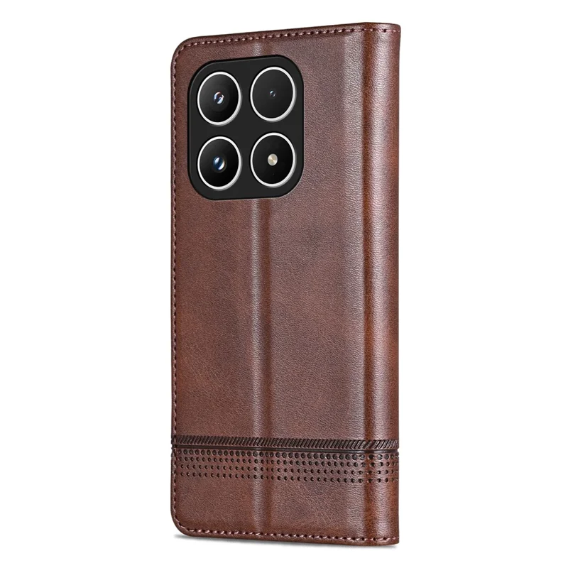 AZNS For Xiaomi 17 Case Cowhide Texture PU Leather Wallet Phone Cover - Coffee