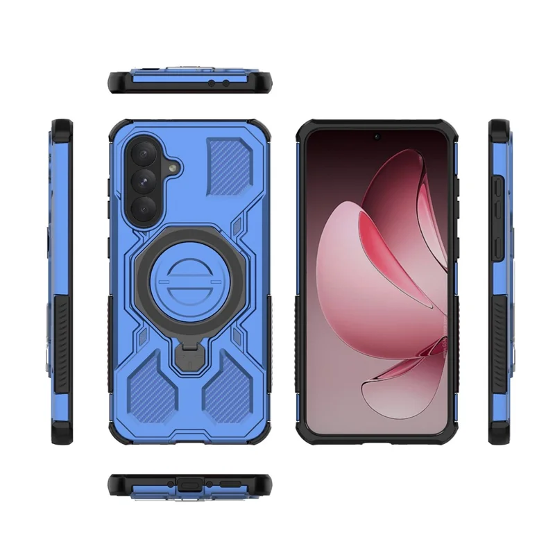 For Samsung Galaxy A56 5G Magnetic Case Rotating Metal Kickstand Shockproof PC + TPU Phone Back Cover - Dark Blue
