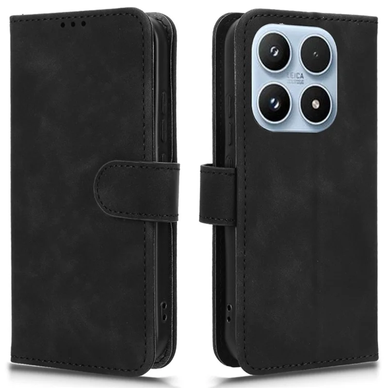 For Xiaomi 17 Leather Case Skin Feel Anti Drop Wallet Flip Phone Cover - Black