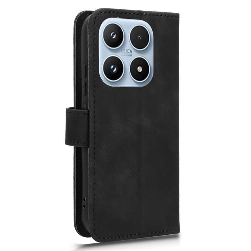 For Xiaomi 17 Leather Case Skin Feel Anti Drop Wallet Flip Phone Cover - Black