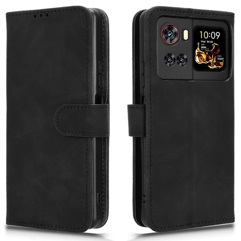 For Cubot X100 Leather Case Skin Feel Anti Drop Wallet Flip Phone Cover - Black