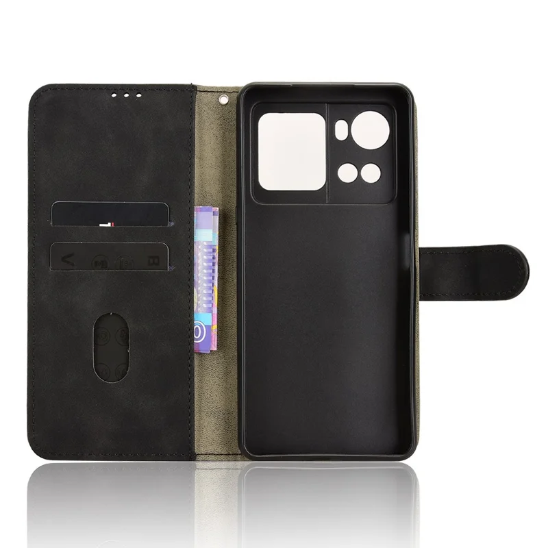 For Cubot X100 Leather Case Skin Feel Anti Drop Wallet Flip Phone Cover - Black