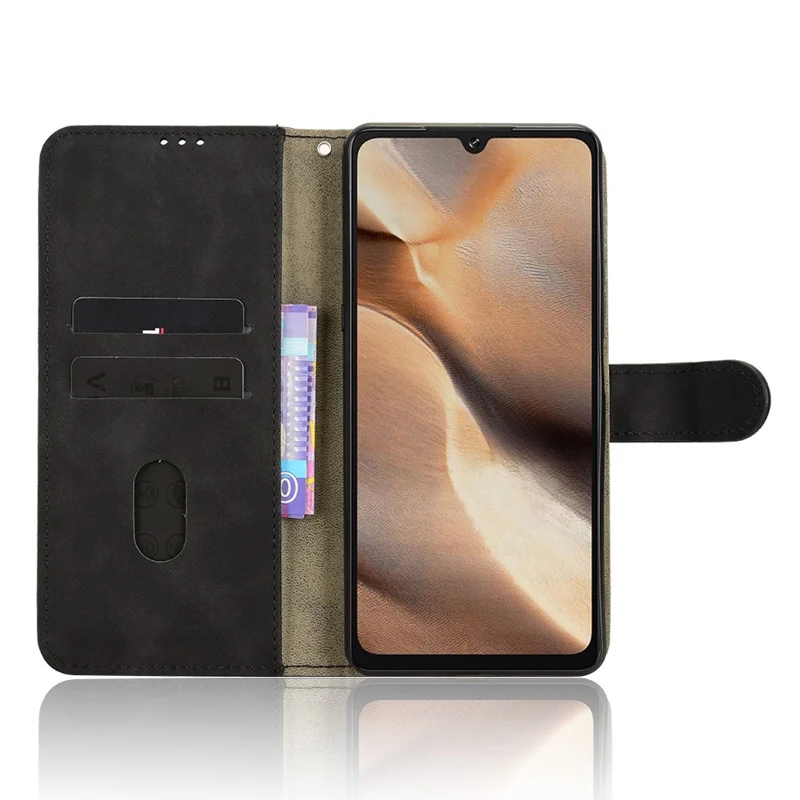 For Cubot X100 Leather Case Skin Feel Anti Drop Wallet Flip Phone Cover - Black