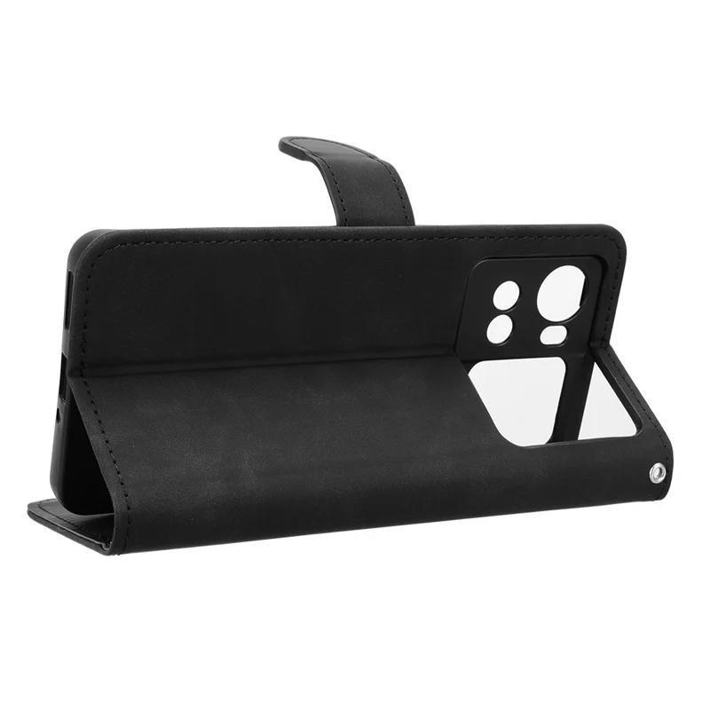 For Cubot X100 Leather Case Skin Feel Anti Drop Wallet Flip Phone Cover - Black