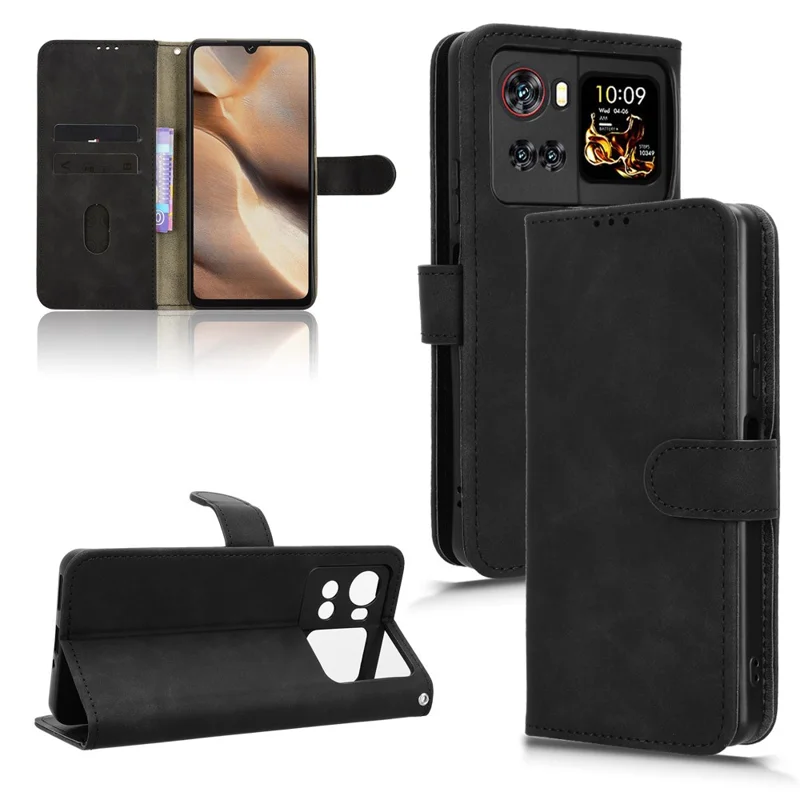 For Cubot X100 Leather Case Skin Feel Anti Drop Wallet Flip Phone Cover - Black