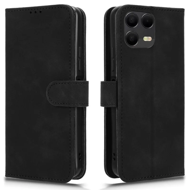 For T-Mobile Revvl 8 Pro  /  T Phone 3 Pro Leather Case Skin Feel Anti Drop Wallet Flip Phone Cover - Black