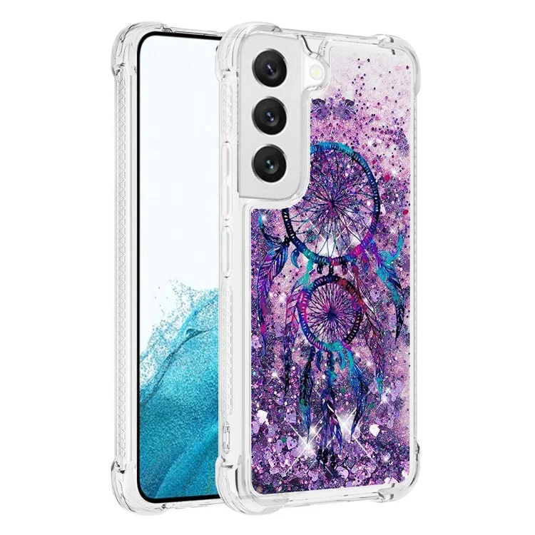 YB Quicksand Series-2 Phone Case per Samsung Galaxy S23, Pattern Printing Glittery Quicksand Soft TPU Shockproof Cell Phone Cover - Wind Chimes