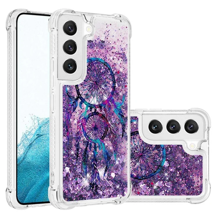 YB Quicksand Series-2 Phone Case per Samsung Galaxy S23, Pattern Printing Glittery Quicksand Soft TPU Shockproof Cell Phone Cover - Wind Chimes