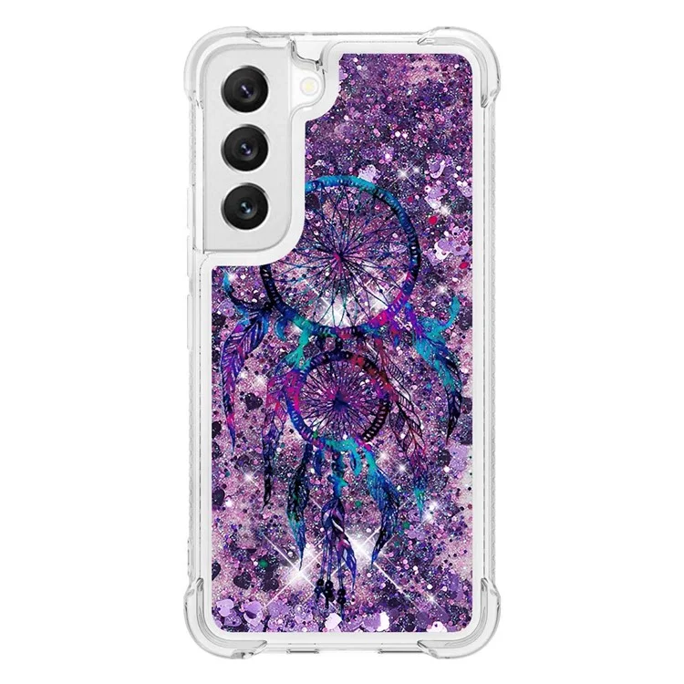 YB Quicksand Series-2 Phone Case per Samsung Galaxy S23, Pattern Printing Glittery Quicksand Soft TPU Shockproof Cell Phone Cover - Wind Chimes