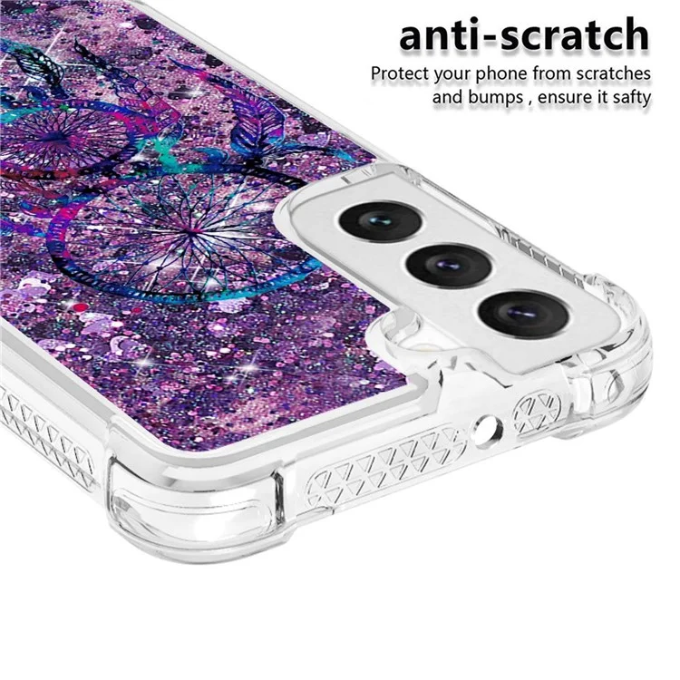 YB Quicksand Series-2 Phone Case per Samsung Galaxy S23, Pattern Printing Glittery Quicksand Soft TPU Shockproof Cell Phone Cover - Wind Chimes