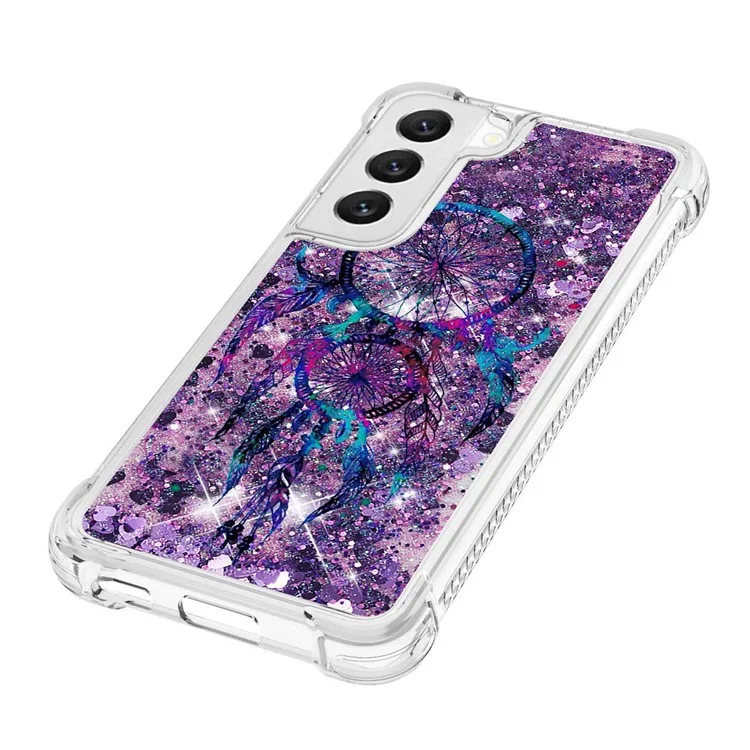 YB Quicksand Series-2 Phone Case per Samsung Galaxy S23, Pattern Printing Glittery Quicksand Soft TPU Shockproof Cell Phone Cover - Wind Chimes