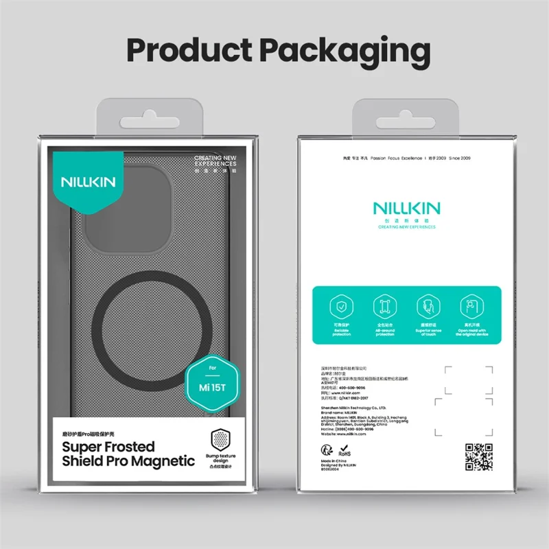 NILLKIN Super Frosted Shield Pro för Xiaomi 15T Magnetisk Hörskal PC + TPU Transparent Svart Mobilskal