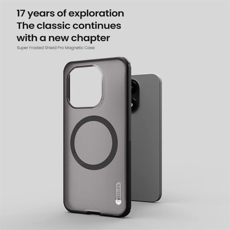 NILLKIN Super Frosted Shield Pro för Xiaomi 15T Magnetisk Hörskal PC + TPU Transparent Svart Mobilskal