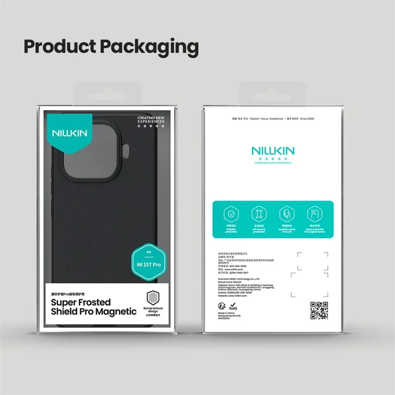 NILLKIN Frosted Shield Pro voor Xiaomi 15T Pro hoes compatibel met MagSafe PC + TPU telefoonhoes