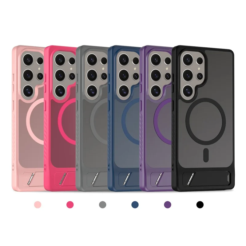 Compra al por mayor para Samsung Galaxy S24 Ultra Funda compatible con MagSafe Piel de Tacto Piel PC + TPU Soporte de Teléfono Cubierta - Negro