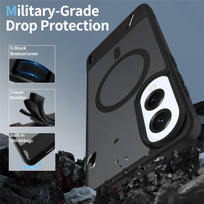 Compra a Granel para Capa de Samsung Galaxy S25 Edge Compatível com MagSafe, Sensação de Pele PC + TPU com Suporte, Capa de Telefone - Preto