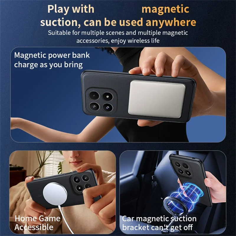 For Xiaomi 17 Case Magnetic Case Leather Coated TPU + PC Phone Cover - Grey