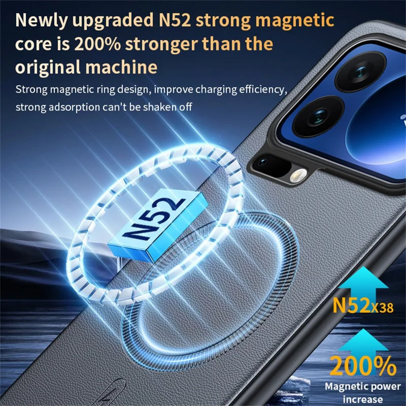 For Xiaomi 17 Pro Magnetic Case Leather Coated TPU + PC Phone Cover - Black