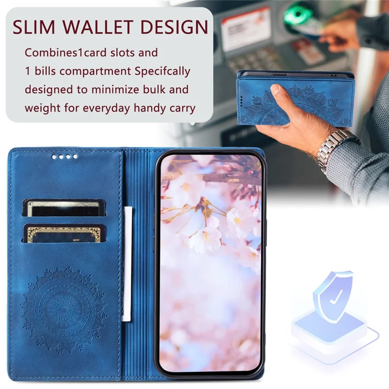 For Xiaomi 15T Case Magnetic Closing Leather Phone Cover Pattern Imprinted - Blue