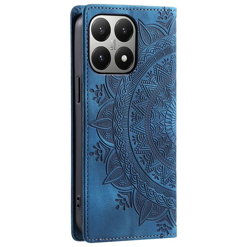 For Xiaomi 15T Case Magnetic Closing Leather Phone Cover Pattern Imprinted - Blue