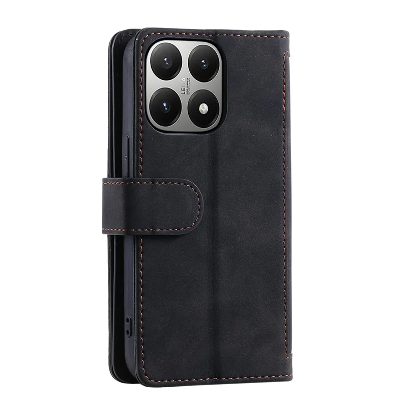 For Xiaomi 15T Case 9 Card Slots Zipper Wallet PU Leather Phone Cover with Wrist Strap - Black
