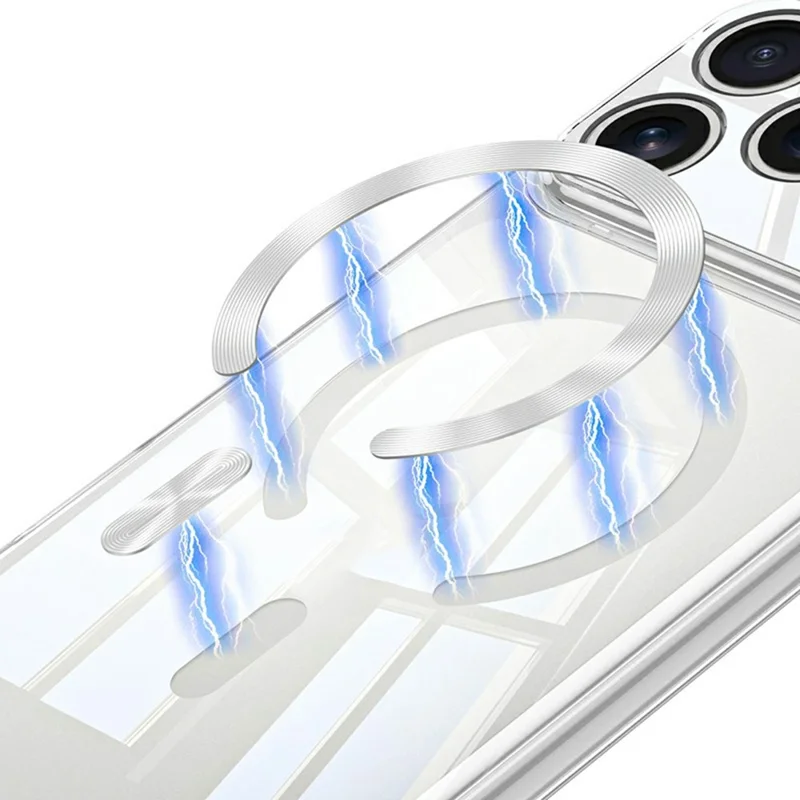 Capa GKK para iPhone 17 Pro Compatível com MagSafe Capa de telefone de PC transparente com tampa da câmera destacável - Prata