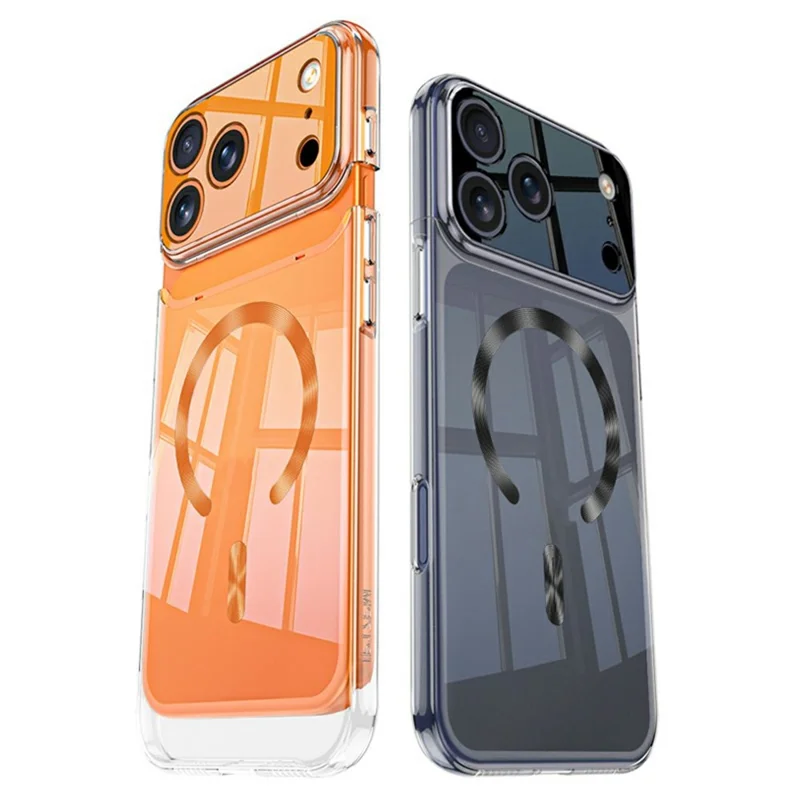 GKK For iPhone 17 Pro Max Clear Phone Case Compatible with MagSafe PC Cover with Magnetic Detachable Splicing Top Frame - Silver