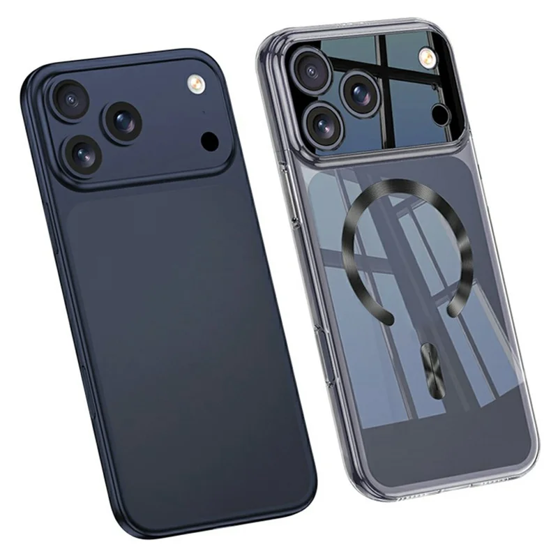 GKK For iPhone 17 Pro Max Clear Phone Case Compatible with MagSafe PC Cover with Magnetic Detachable Splicing Top Frame - Silver