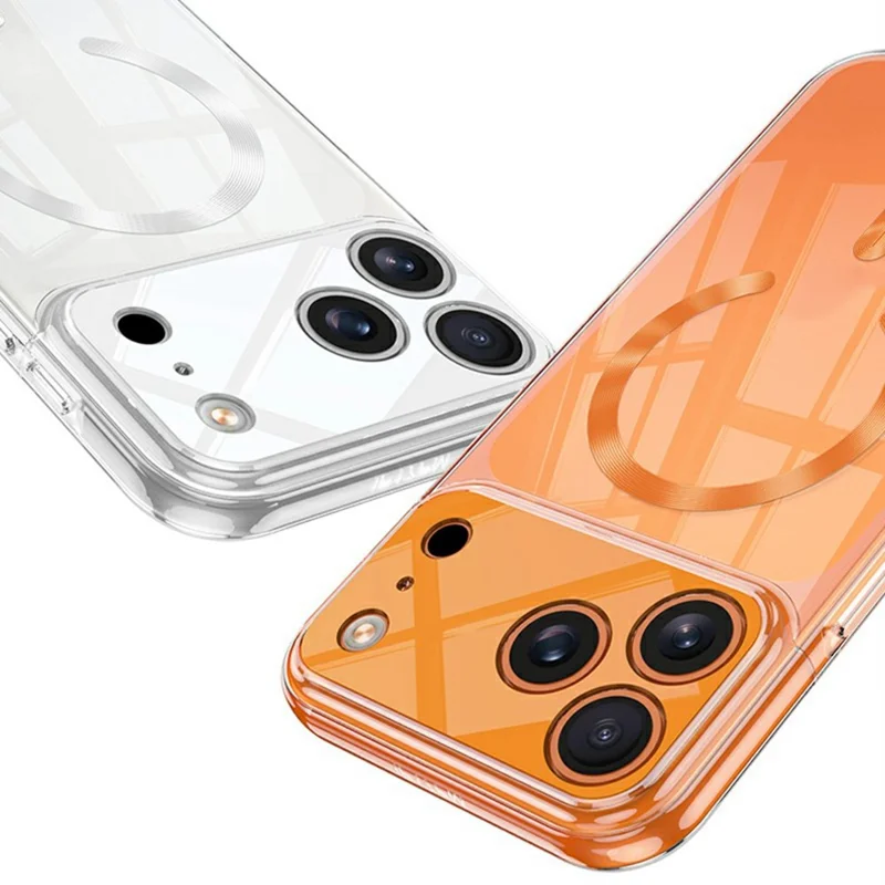 GKK For iPhone 17 Pro Max Clear Phone Case Compatible with MagSafe PC Cover with Magnetic Detachable Splicing Top Frame - Champagne Gold