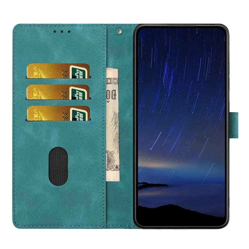 iPhone 17 Pro Max Flip-Hülle mit Kirschblütenmuster, Lederbrieftasche, Ständer, Handyabdeckung mit Handgelenkschlaufe - Grün
