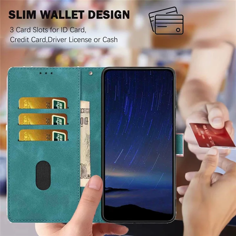 iPhone 17 Pro Max Flip-Hülle mit Kirschblütenmuster, Lederbrieftasche, Ständer, Handyabdeckung mit Handgelenkschlaufe - Grün