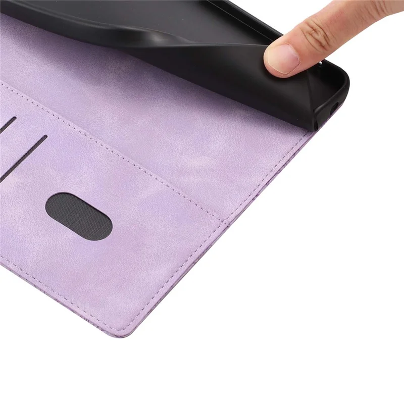 Samsung Galaxy S24 FE Flip-Hülle mit Kirschblütenmuster, Leder-Geldbörse, Ständer, Handyabdeckung mit Handschlaufe - Lila