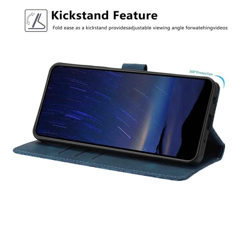 Für Samsung Galaxy A07 4G / A06 4G / A06 5G Flip Case Kirschblüten-Muster Leder Geldbörse Ständer Handyhülle mit Handgelenkband - Blau