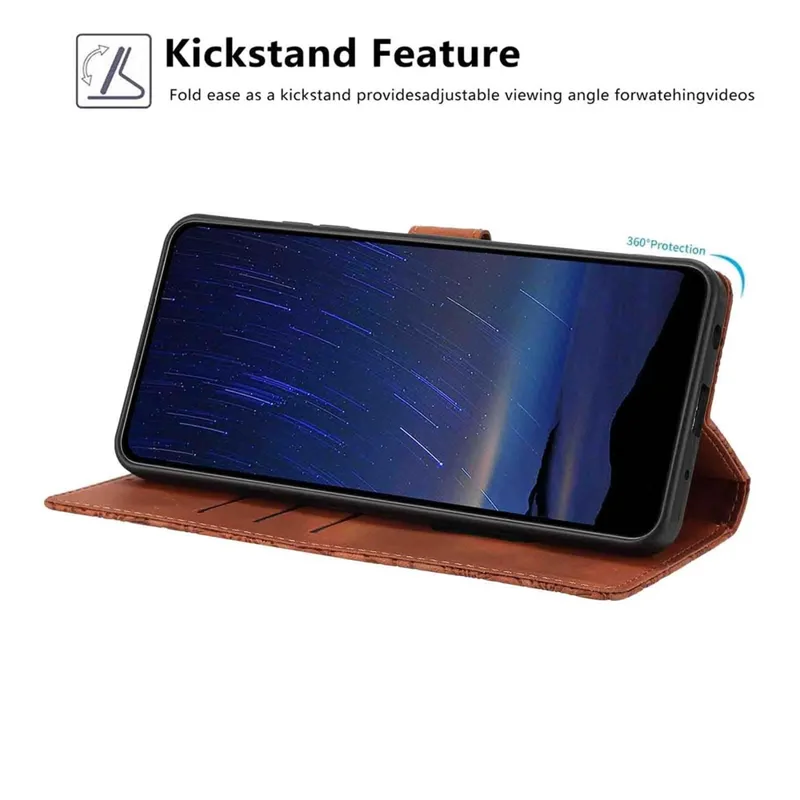 Für Samsung Galaxy A56 5G Flip-Hülle Kirschblütenmuster Leder-Geldbörse Ständer Handyhülle mit Handschlaufe - Braun