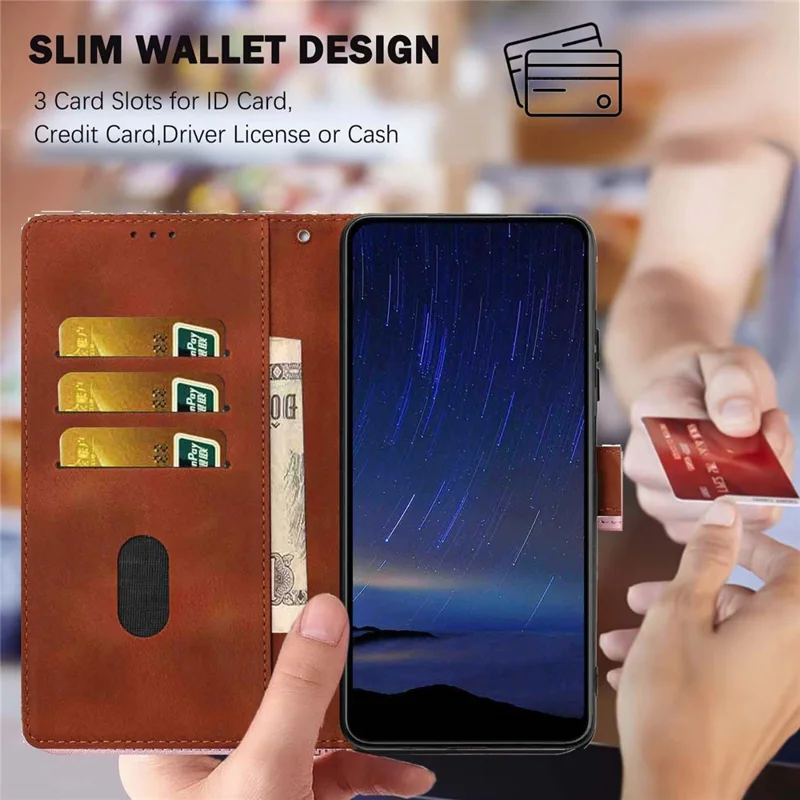 For Samsung Galaxy A36 5G Flip Case Cherry Blossom Pattern Leather Wallet Stand Phone Cover with Wrist Strap - Brown
