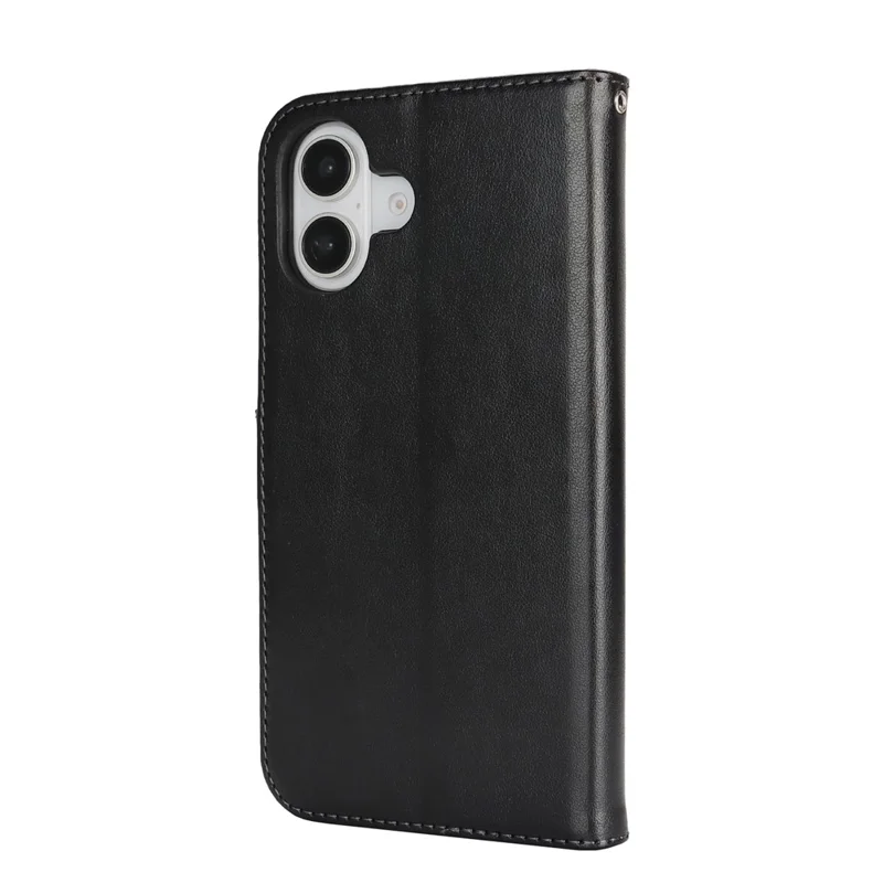 Für iPhone 17 Hülle R61 Textur Leder Flip Handyhülle mit Handschlaufe - Schwarz