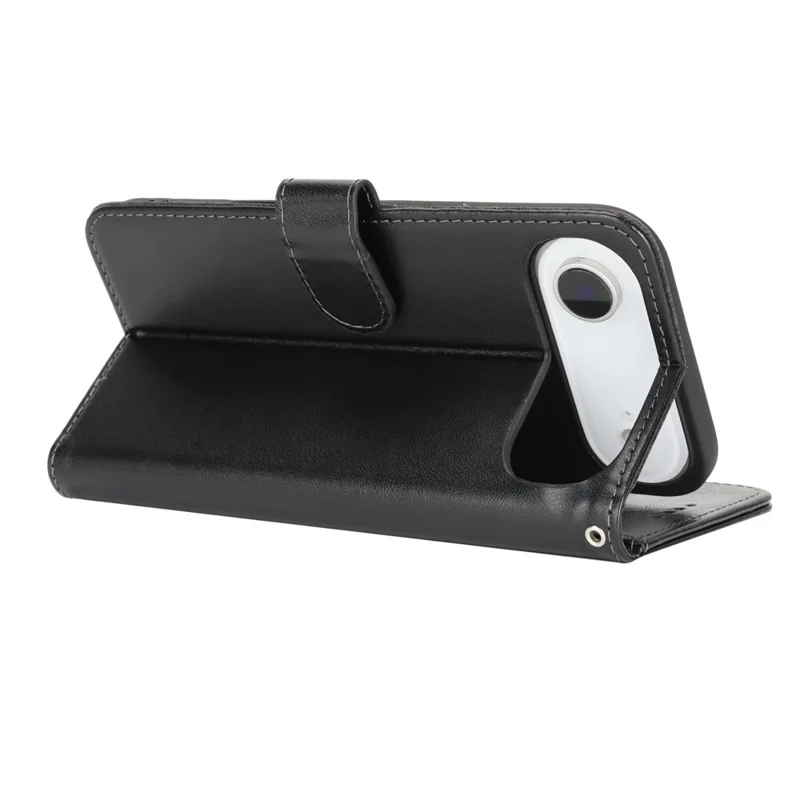 Чехол для iPhone Air Case R61 с текстурированным кожаным бумажником и ремешком на запястье - черный