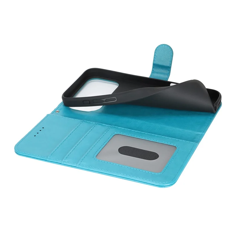 iPhone 17 Pro Hülle R61 Textur Leder-Flip-Handyhülle mit Handgelenkschlaufe - Blau